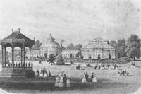Historical Bandstand and Glasshouses at Birmingham Botanical Gardens