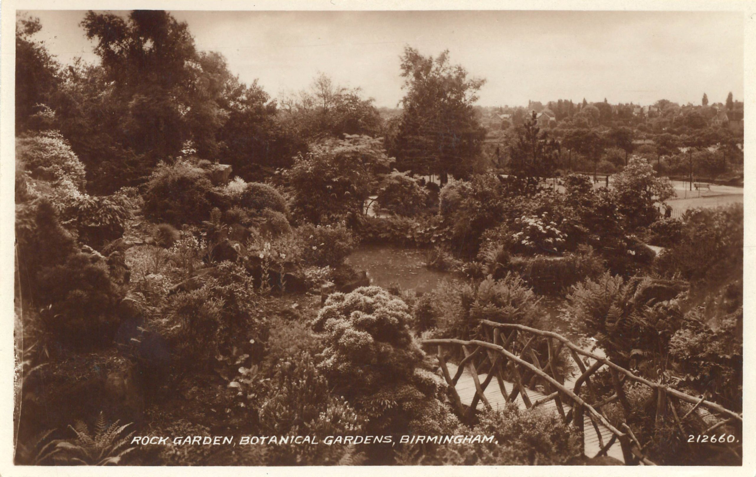 A sepia tone picture of a rock garden